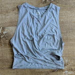 Grey crop top workout shirt